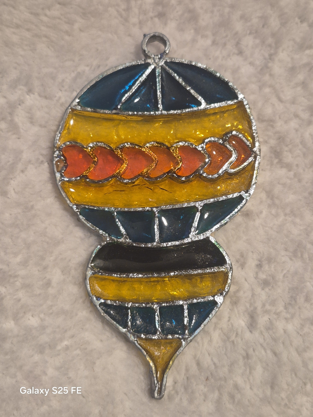 Vintage Faux Stained Glass Bauble Ornament